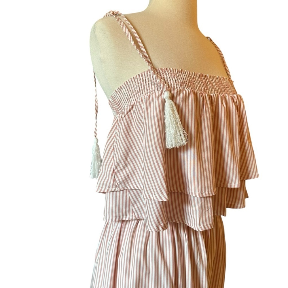 NWT BB Dakota | Women's Pink & Cream Strip Tiered Maxi Dress Size XS - Picture 10 of 15